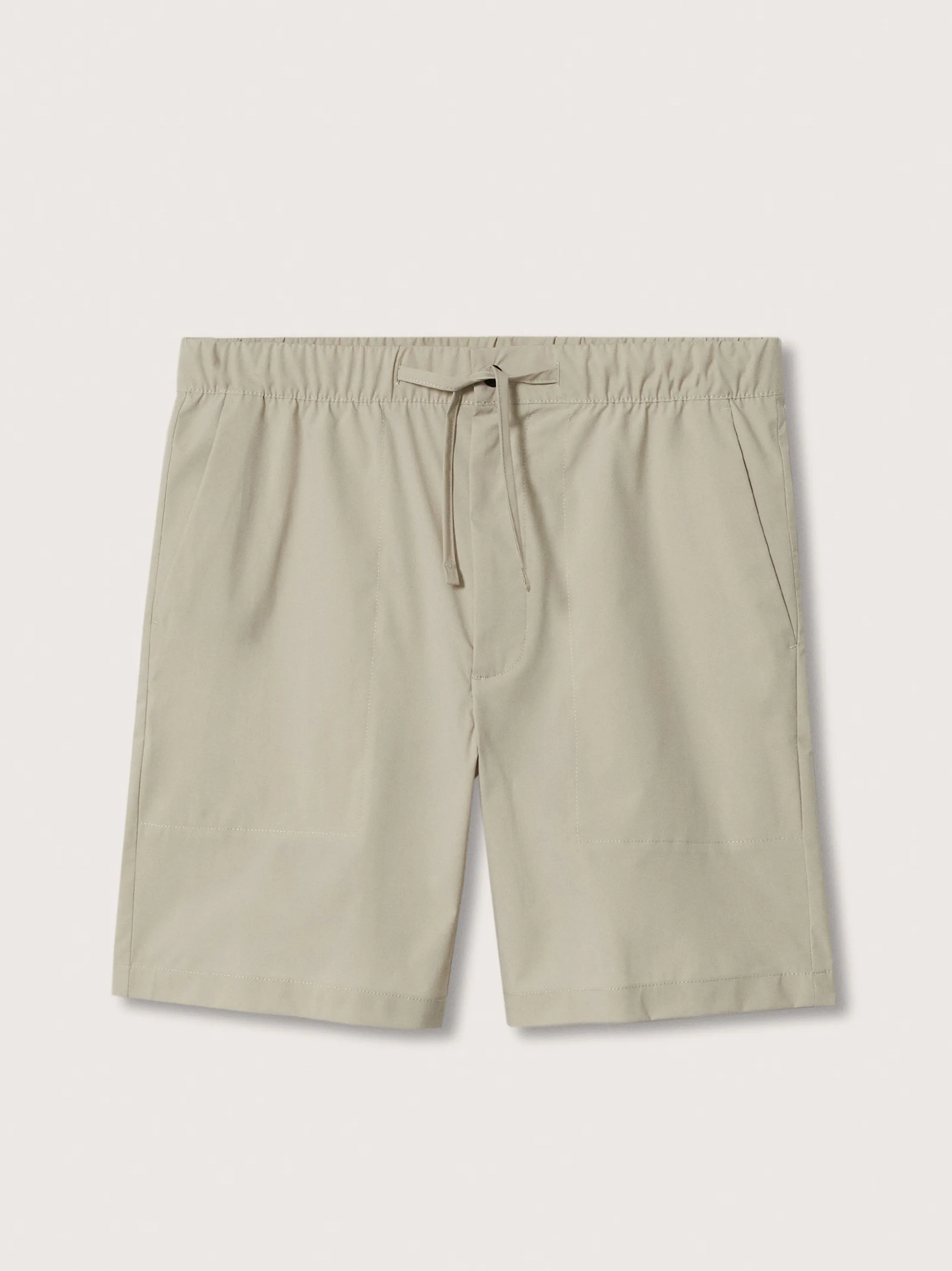 Short Homme Uni À Enfiler, Beige