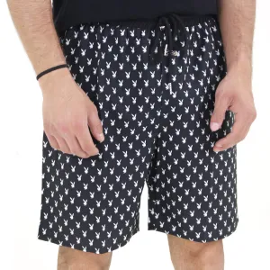 Short Homme Imprimé à Ceinture Élastique, Noir