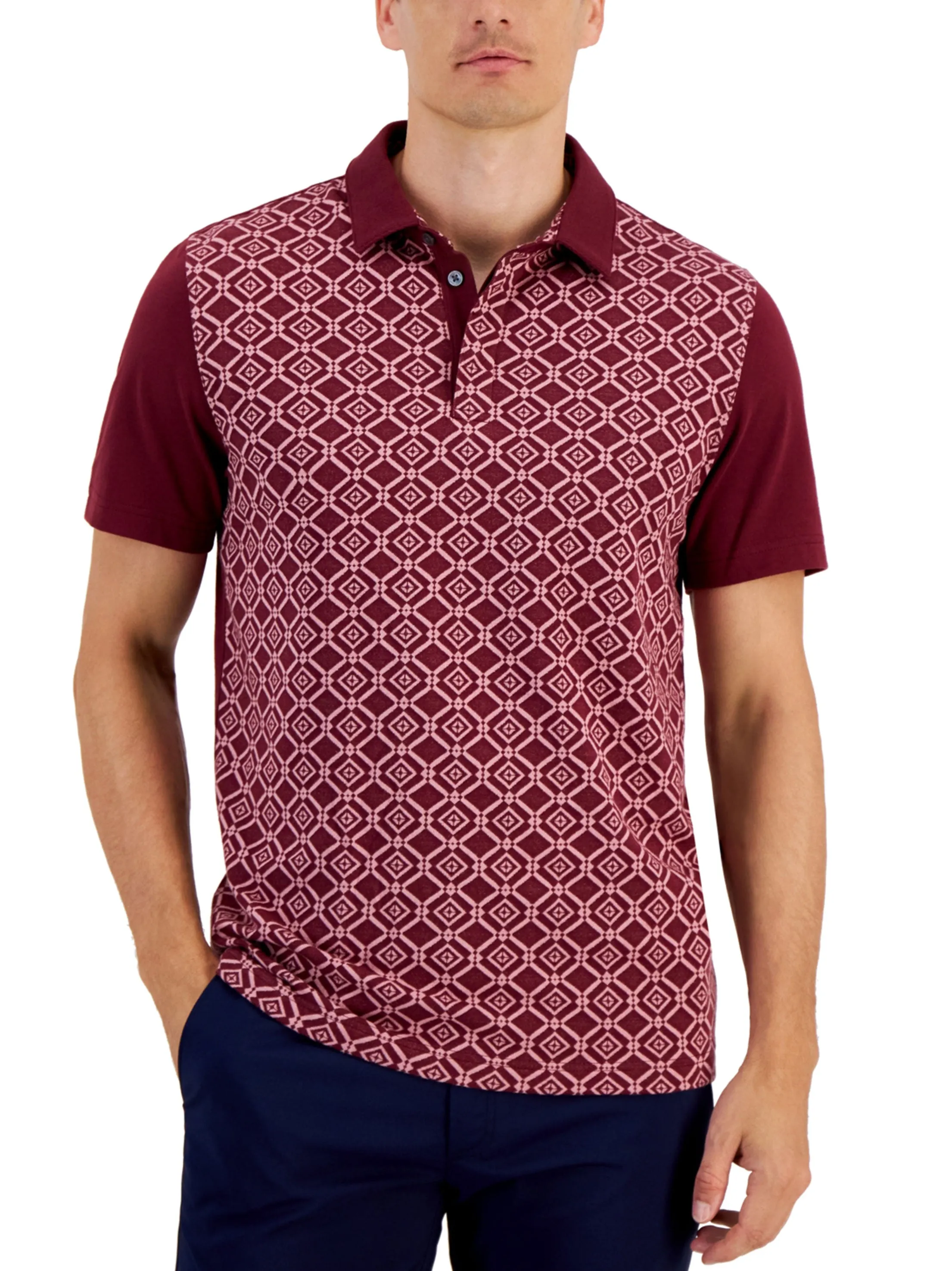Polo imprimé pour homme, Bordeaux
