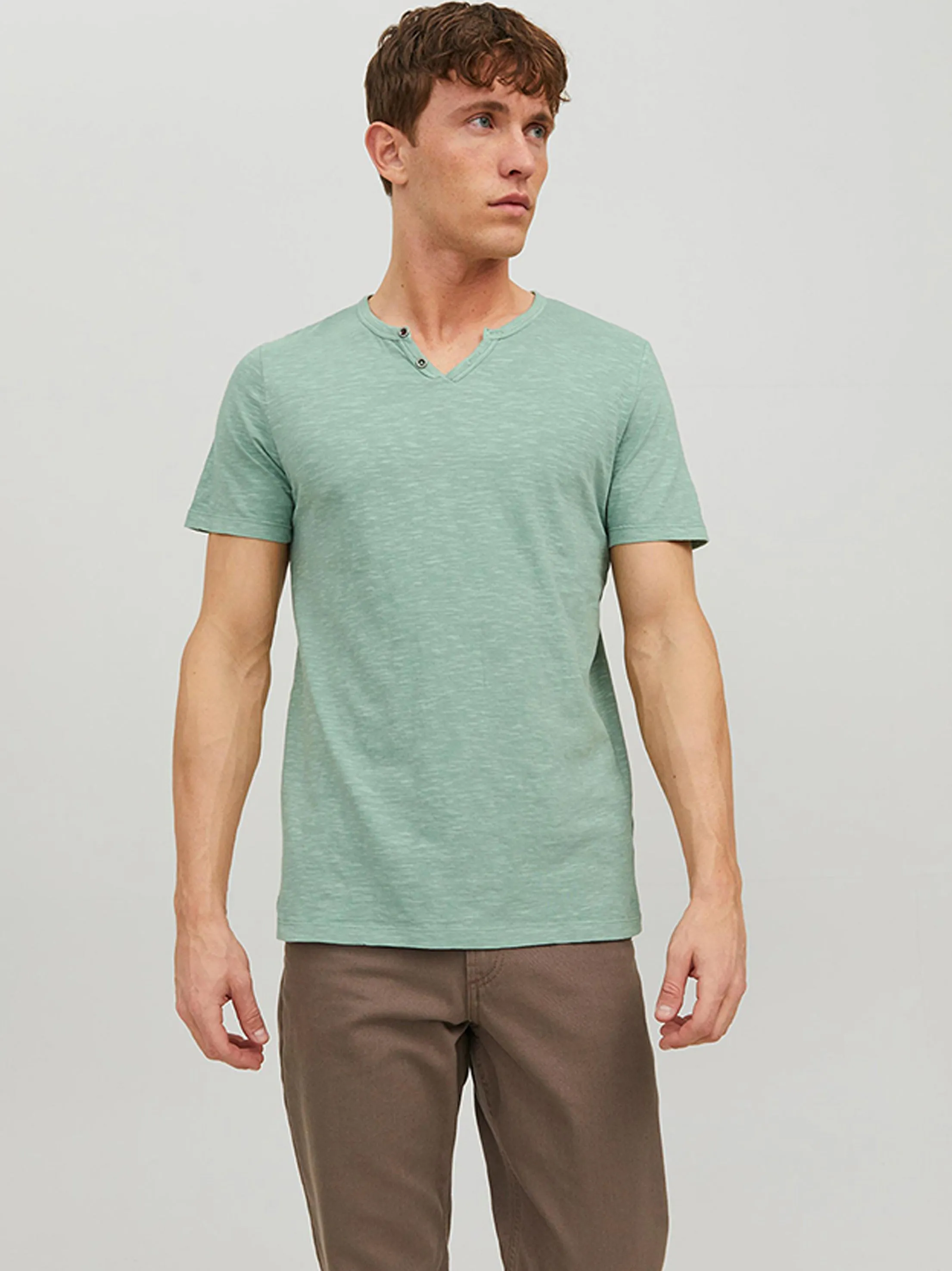 Haut Henley à encolure fendue pour homme, Vert