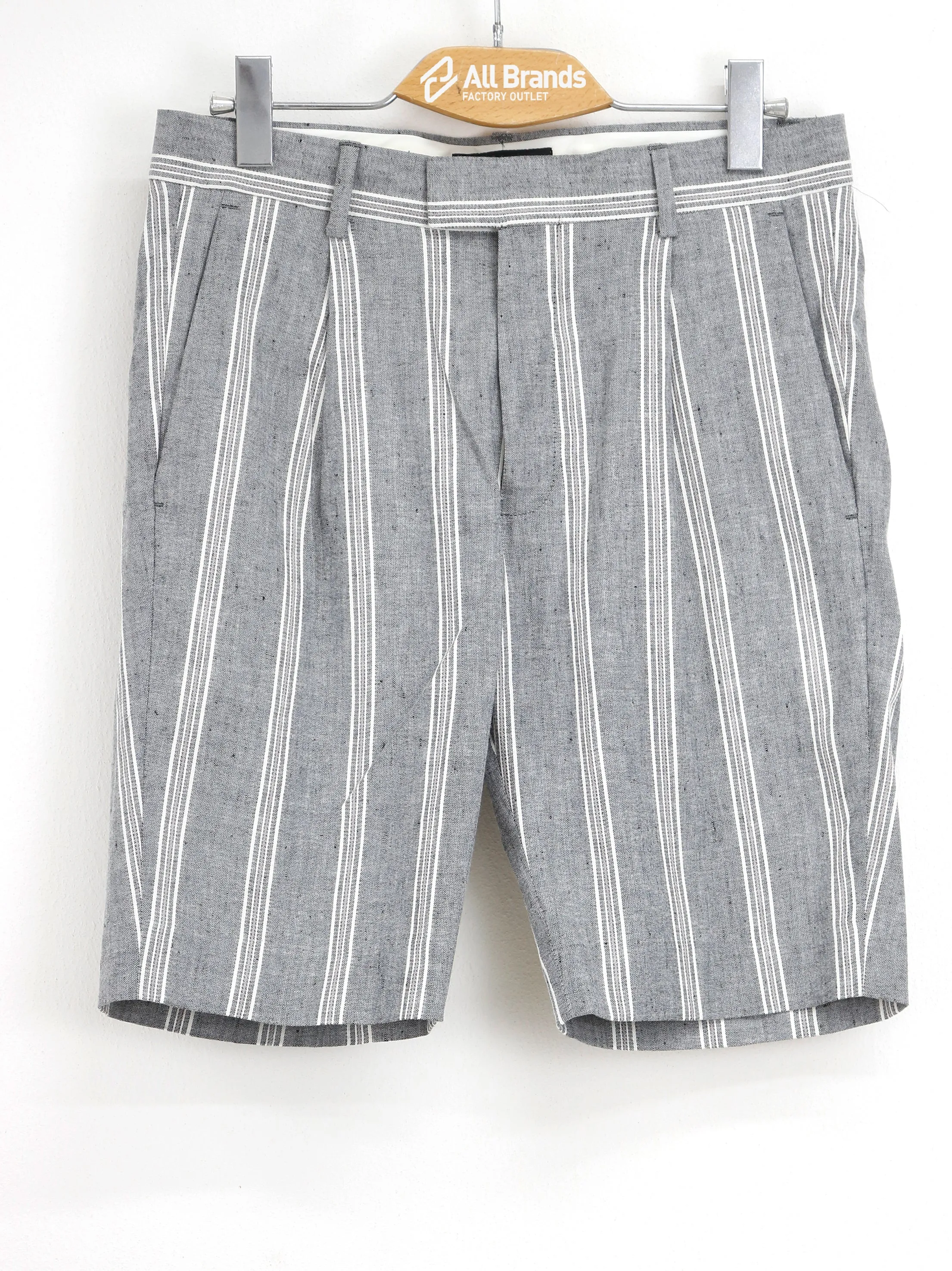 Short en lin rayé pour homme, Gris
