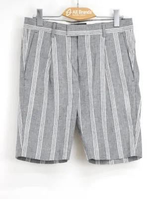 Short en lin rayé pour homme, Gris