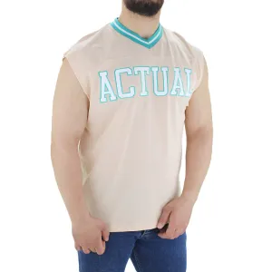 Haut sans manches à encolure en V pour homme, Beige