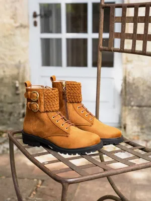 Bottes mi-suède vegan tressées Mirage | Noisette