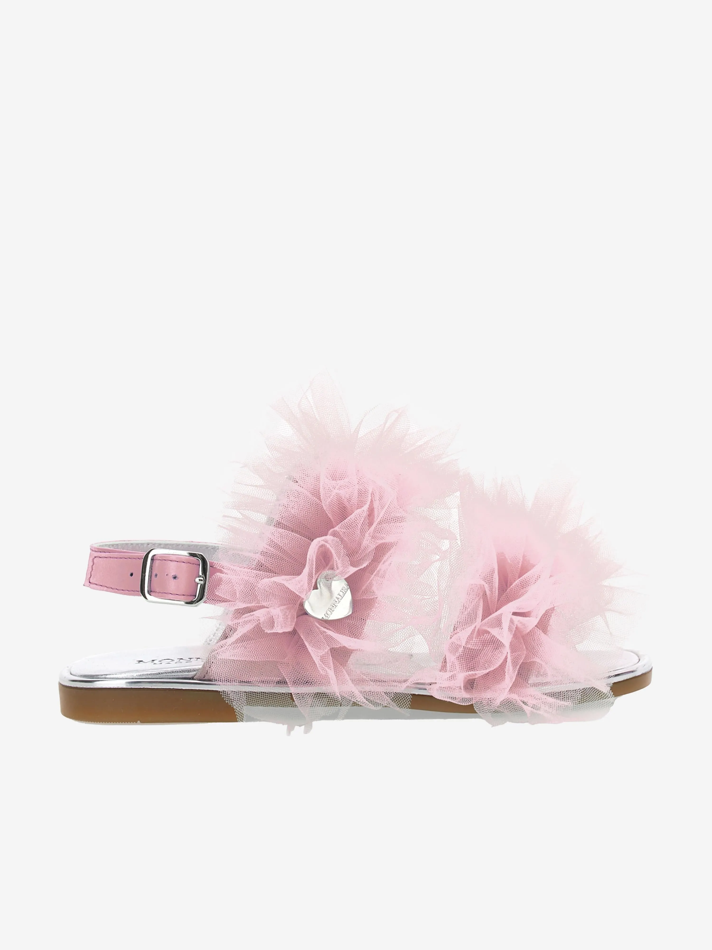 Sandales en tulle froncé Monnalisa pour filles en rose