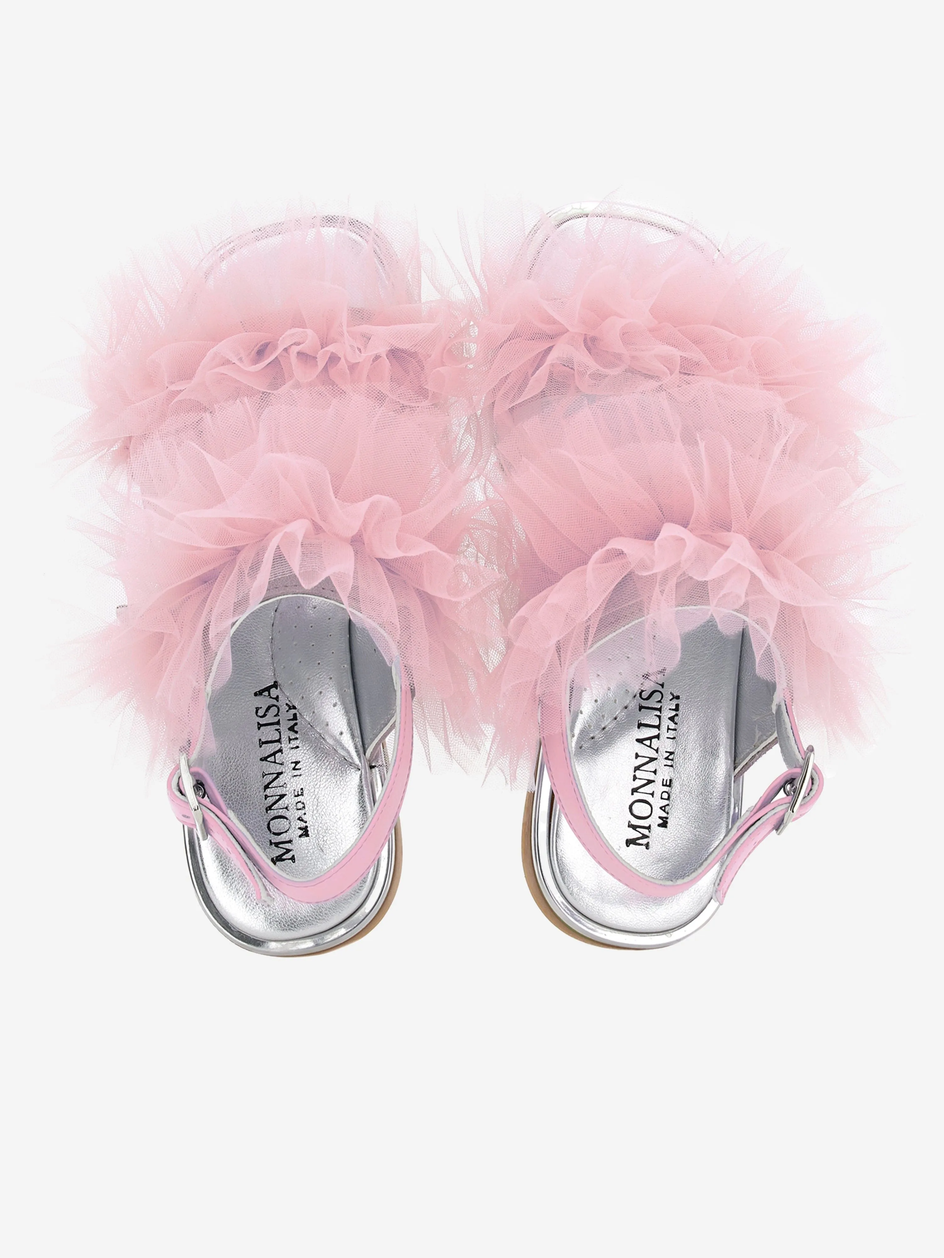 Sandales en tulle froncé Monnalisa pour filles en rose