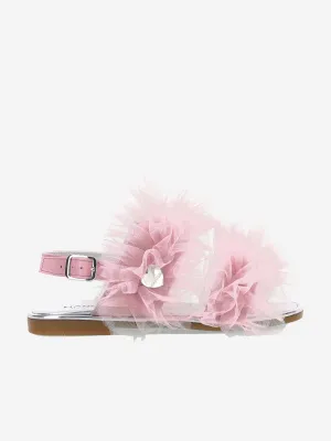Sandales en tulle froncé Monnalisa pour filles en rose
