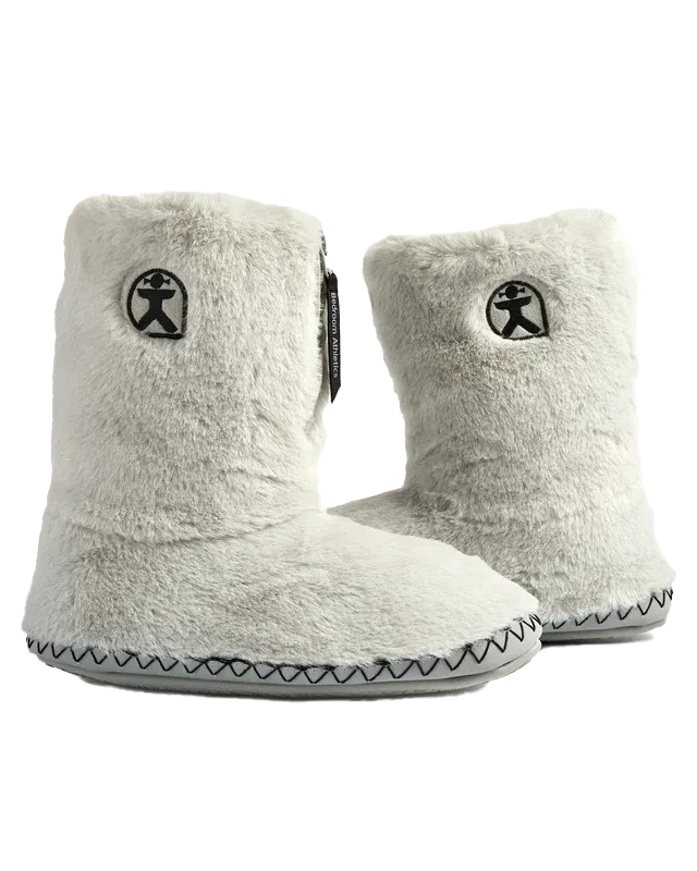Chaussons Bottes en Fausse Fourrure Monroe en Gris Trace & Charbon