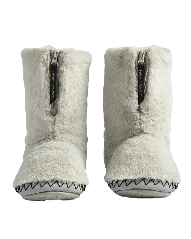 Chaussons Bottes en Fausse Fourrure Monroe en Gris Trace & Charbon