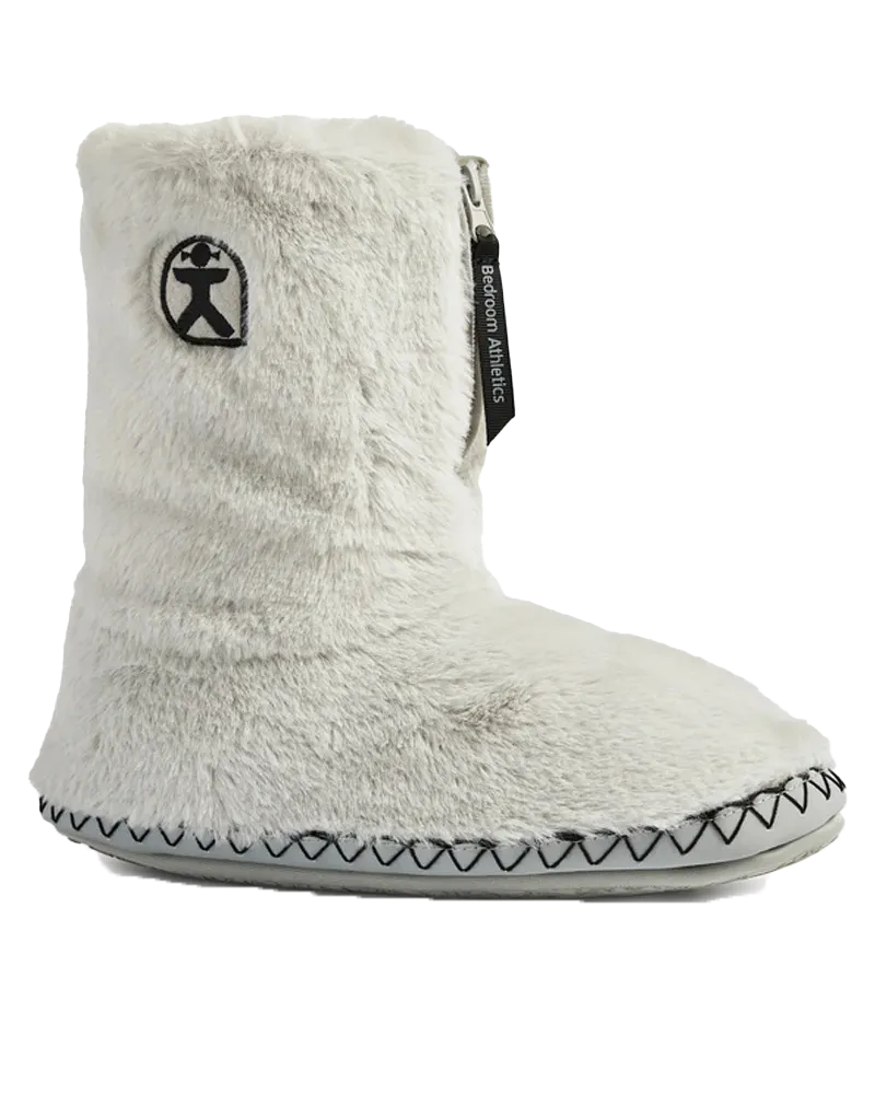Chaussons Bottes en Fausse Fourrure Monroe en Gris Trace & Charbon