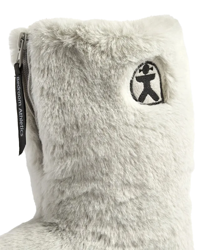 Chaussons Bottes en Fausse Fourrure Monroe en Gris Trace & Charbon