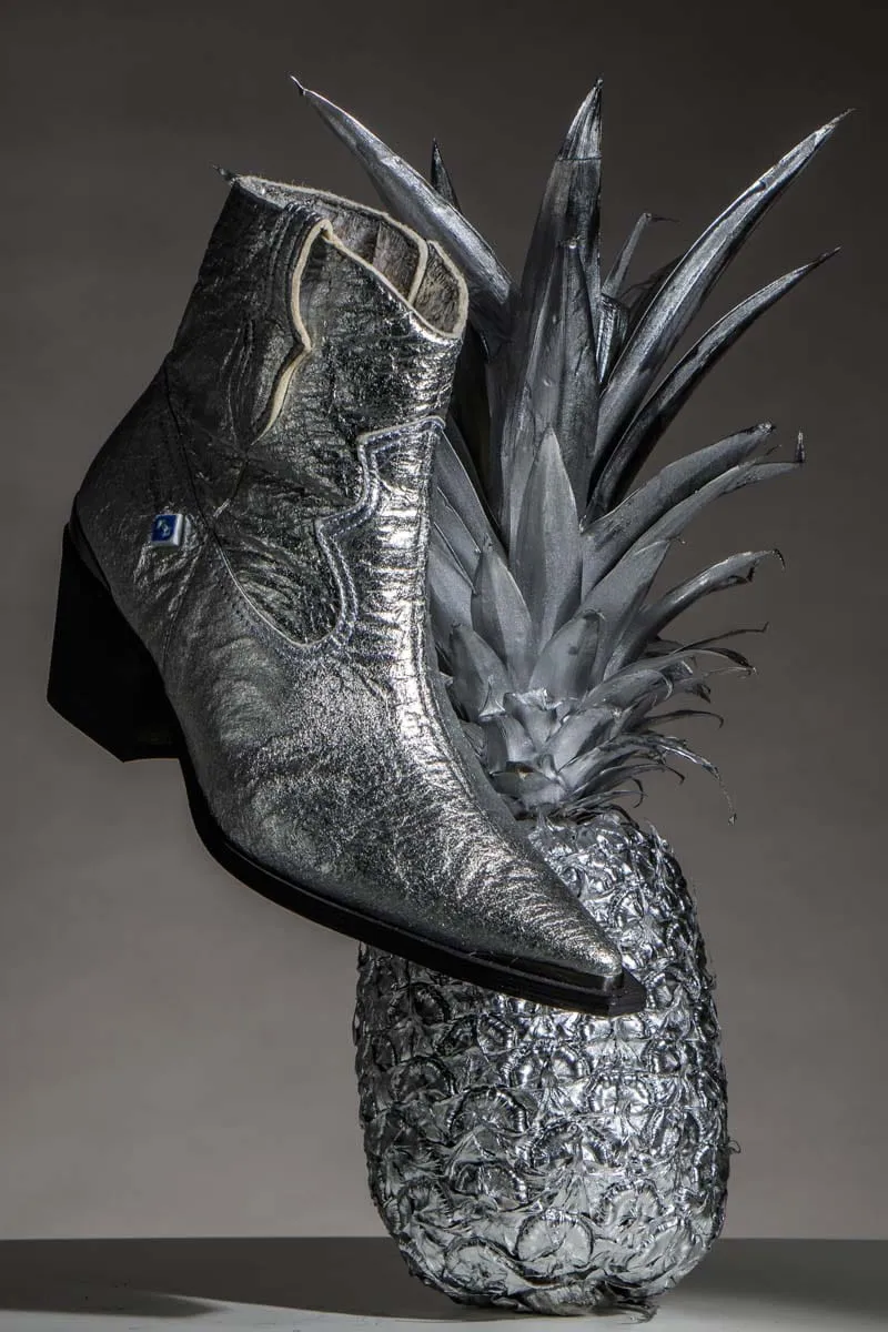 Mes Bottes Western en Cuir Végan Pinatex My Texa | Argenté