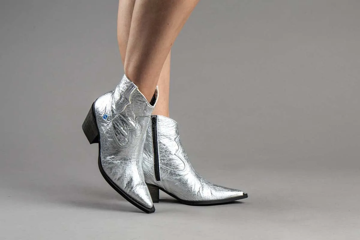 Mes Bottes Western en Cuir Végan Pinatex My Texa | Argenté