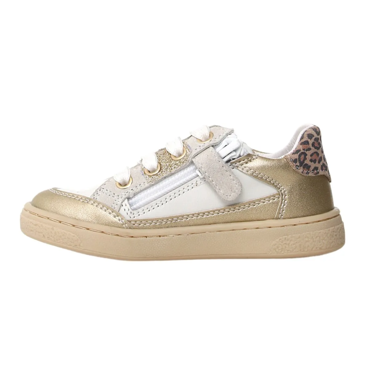 Baskets Picho Blanc/Or Naturino pour Fille (Tailles 29-32)