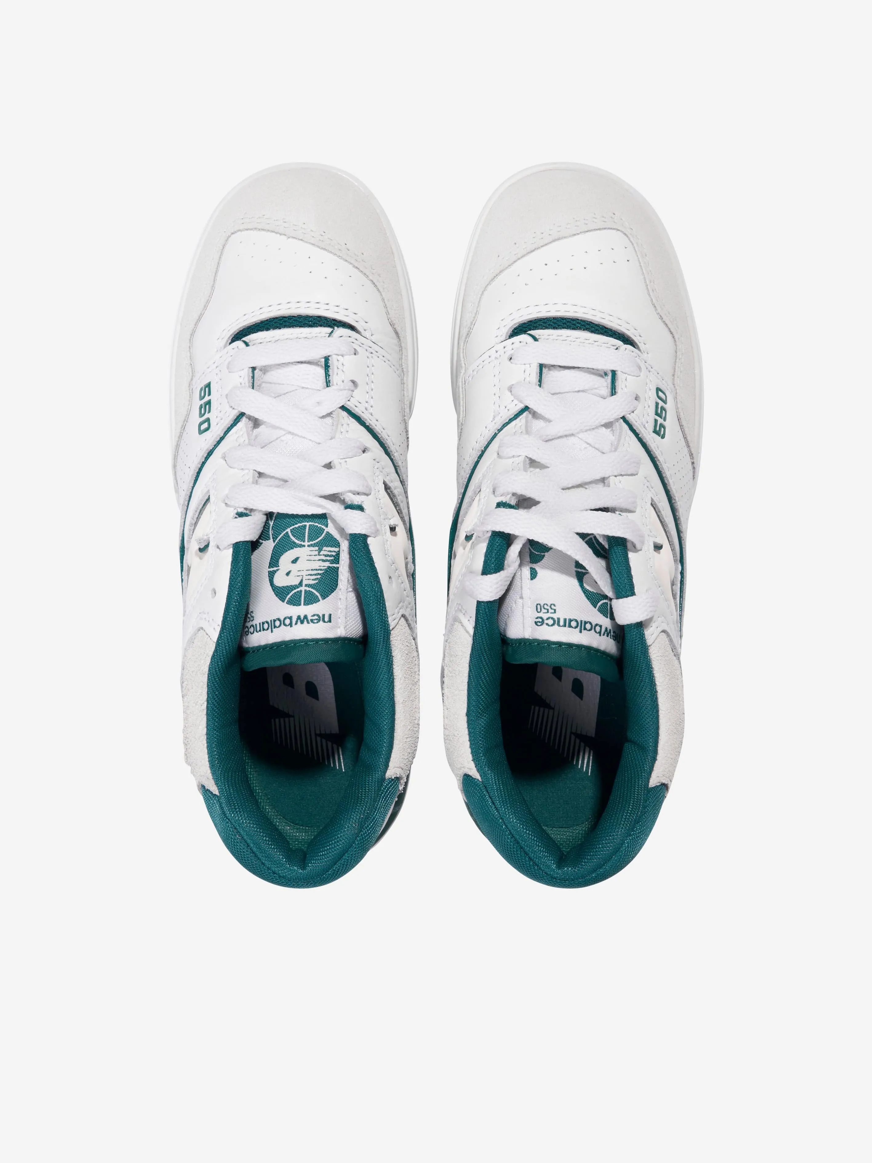 New Balance Kids 550 Baskets à logo en blanc