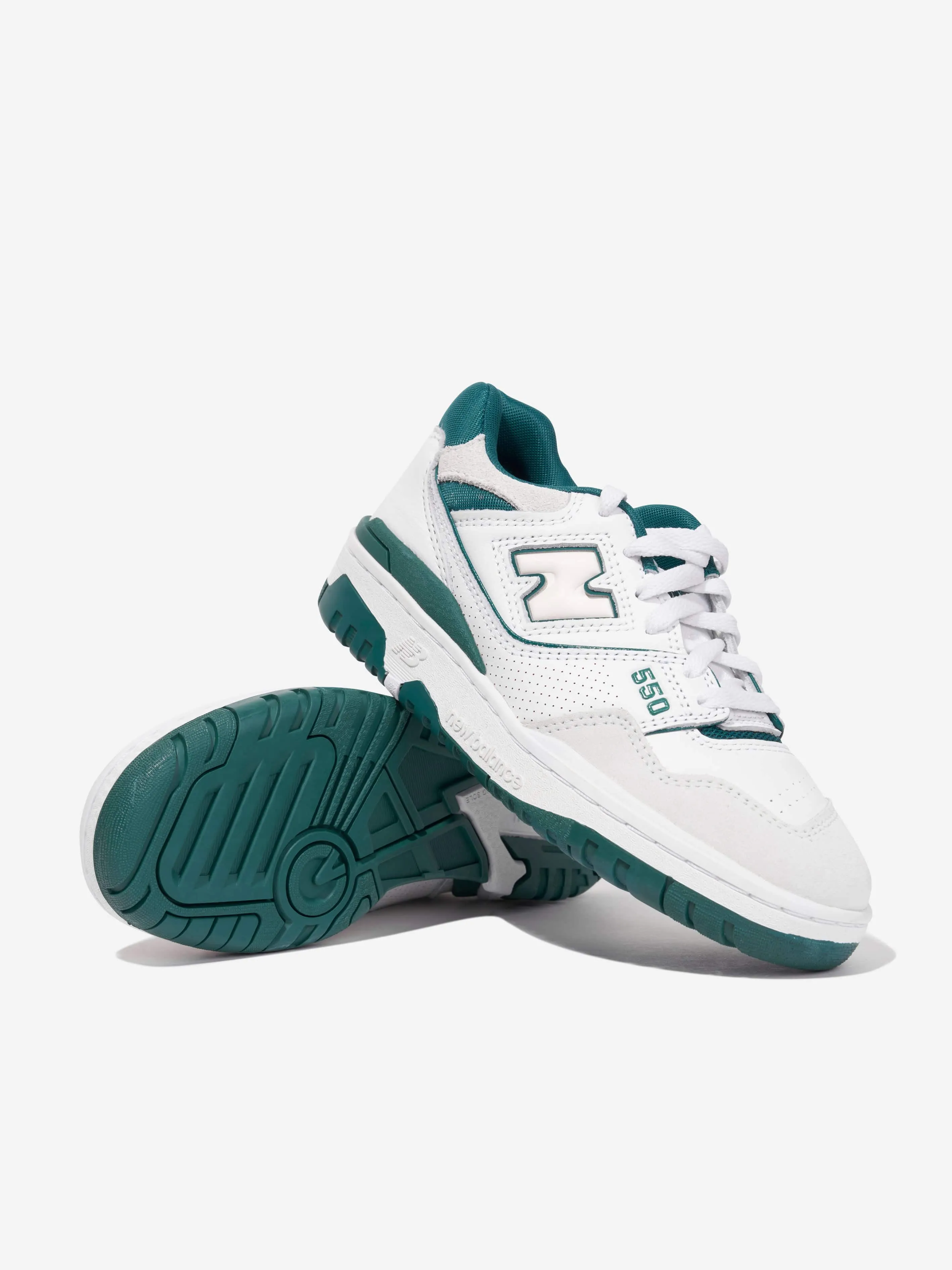 New Balance Kids 550 Baskets à logo en blanc