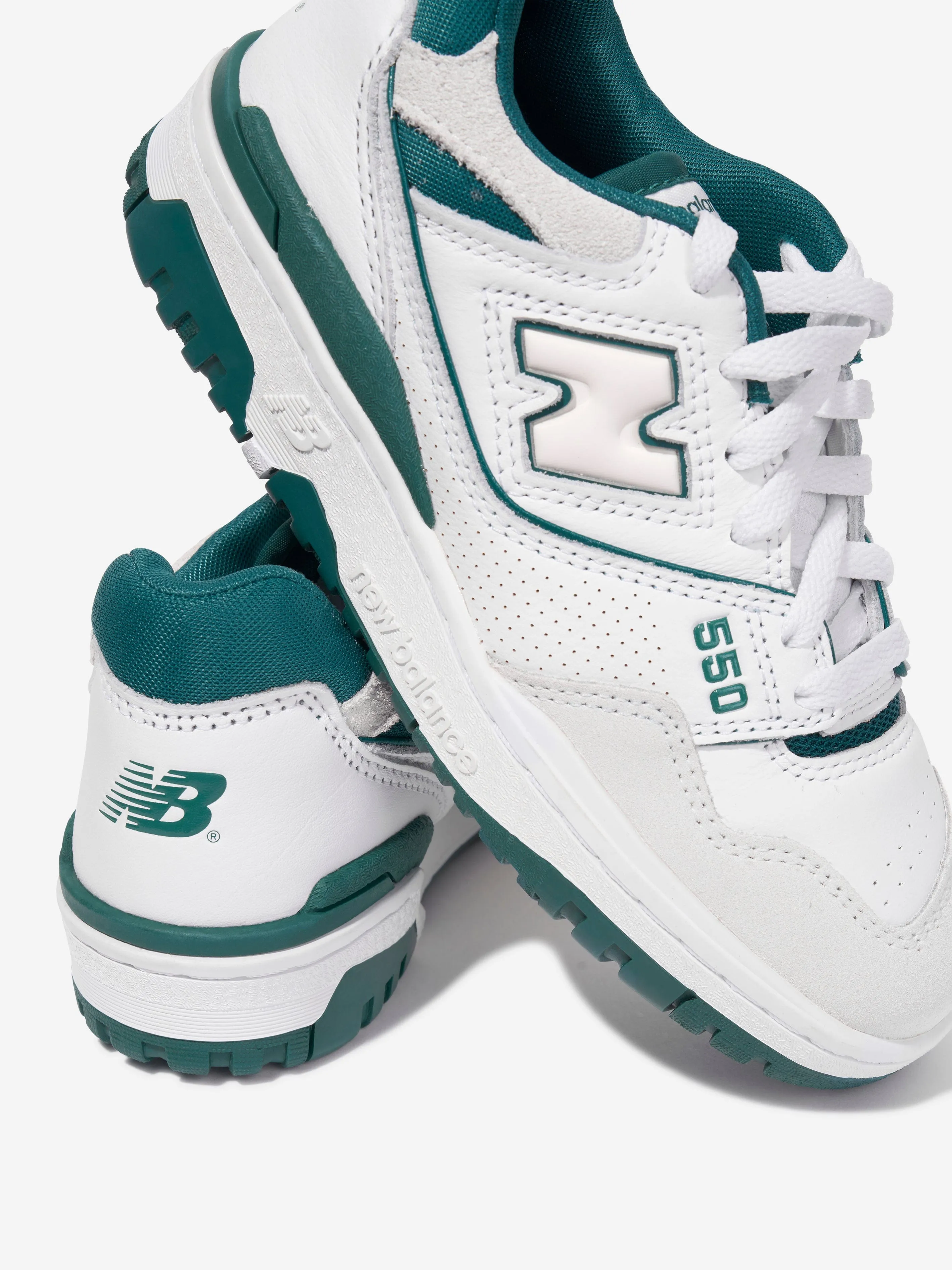 New Balance Kids 550 Baskets à logo en blanc