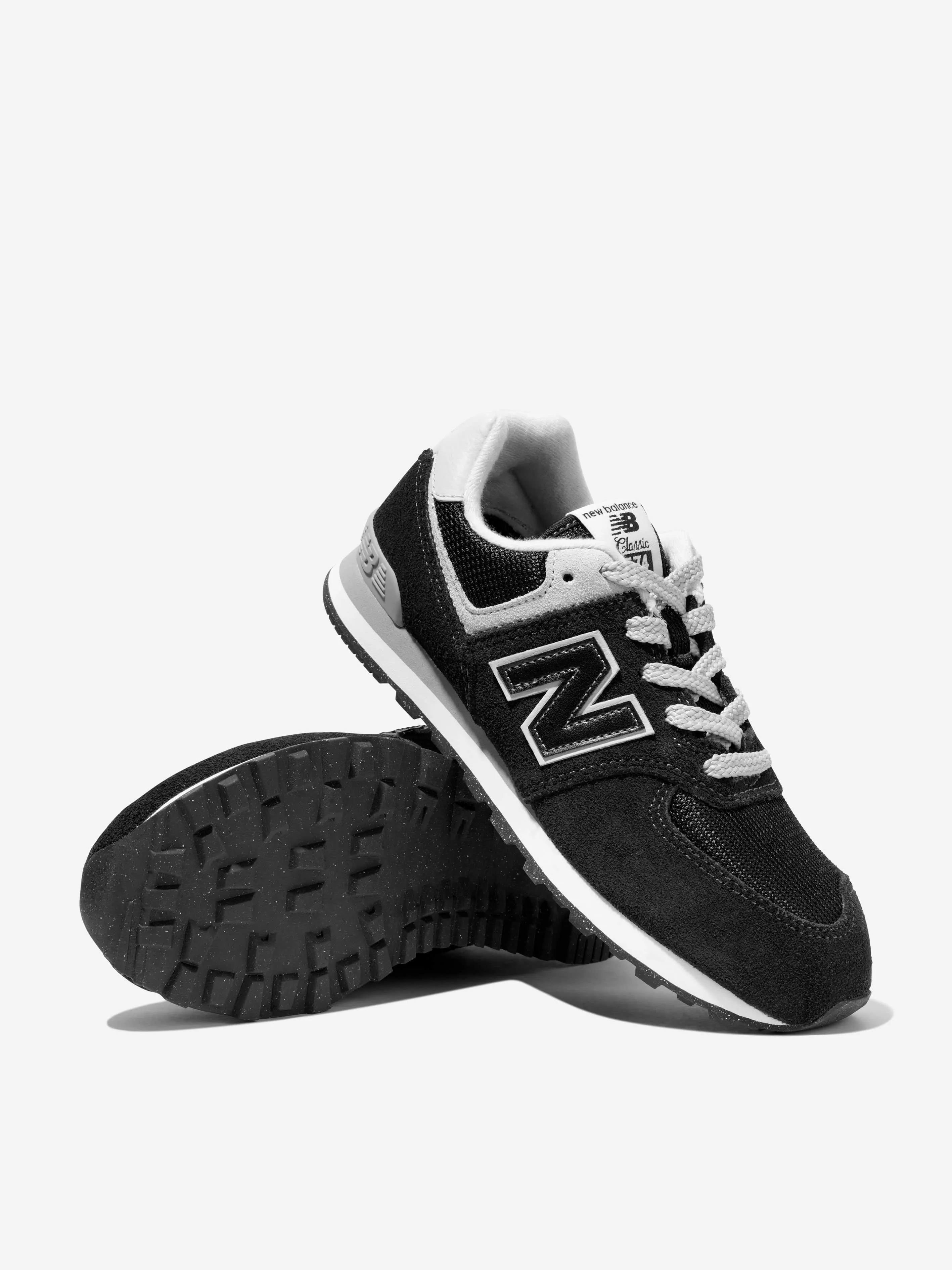 New Balance Enfants 574 Lacets avec Logo en Noir