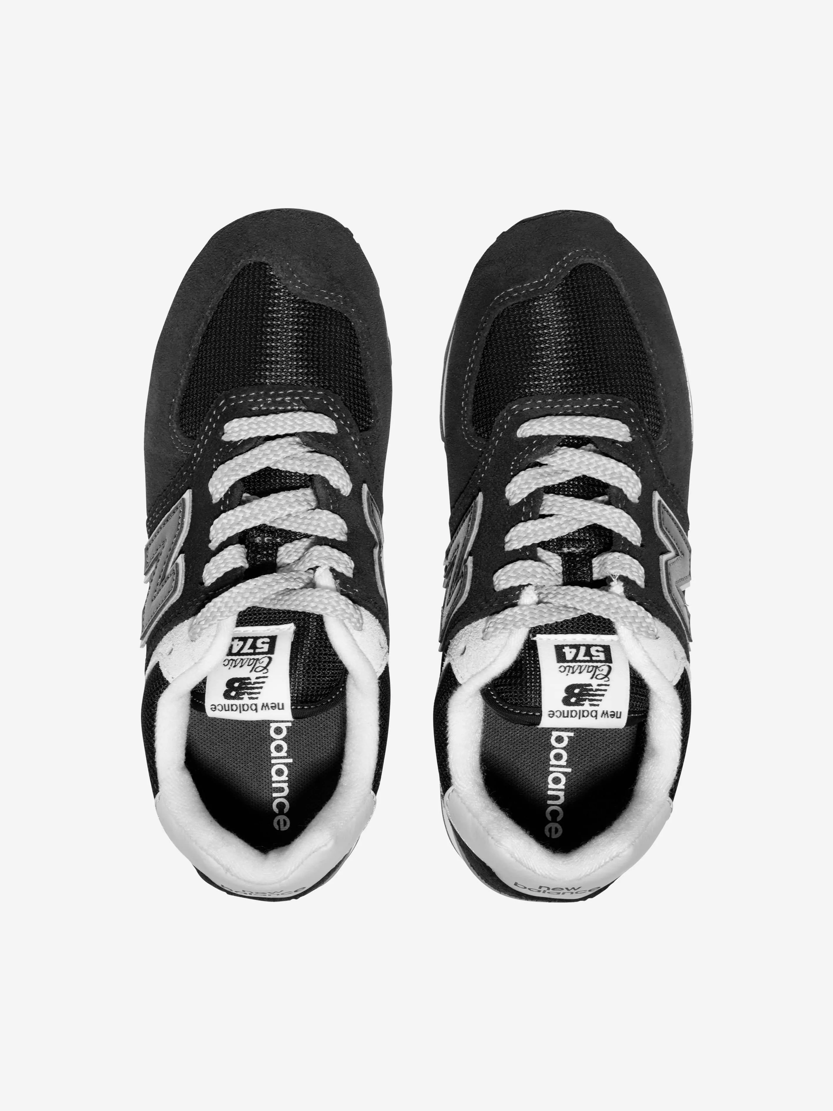 New Balance Enfants 574 Lacets avec Logo en Noir