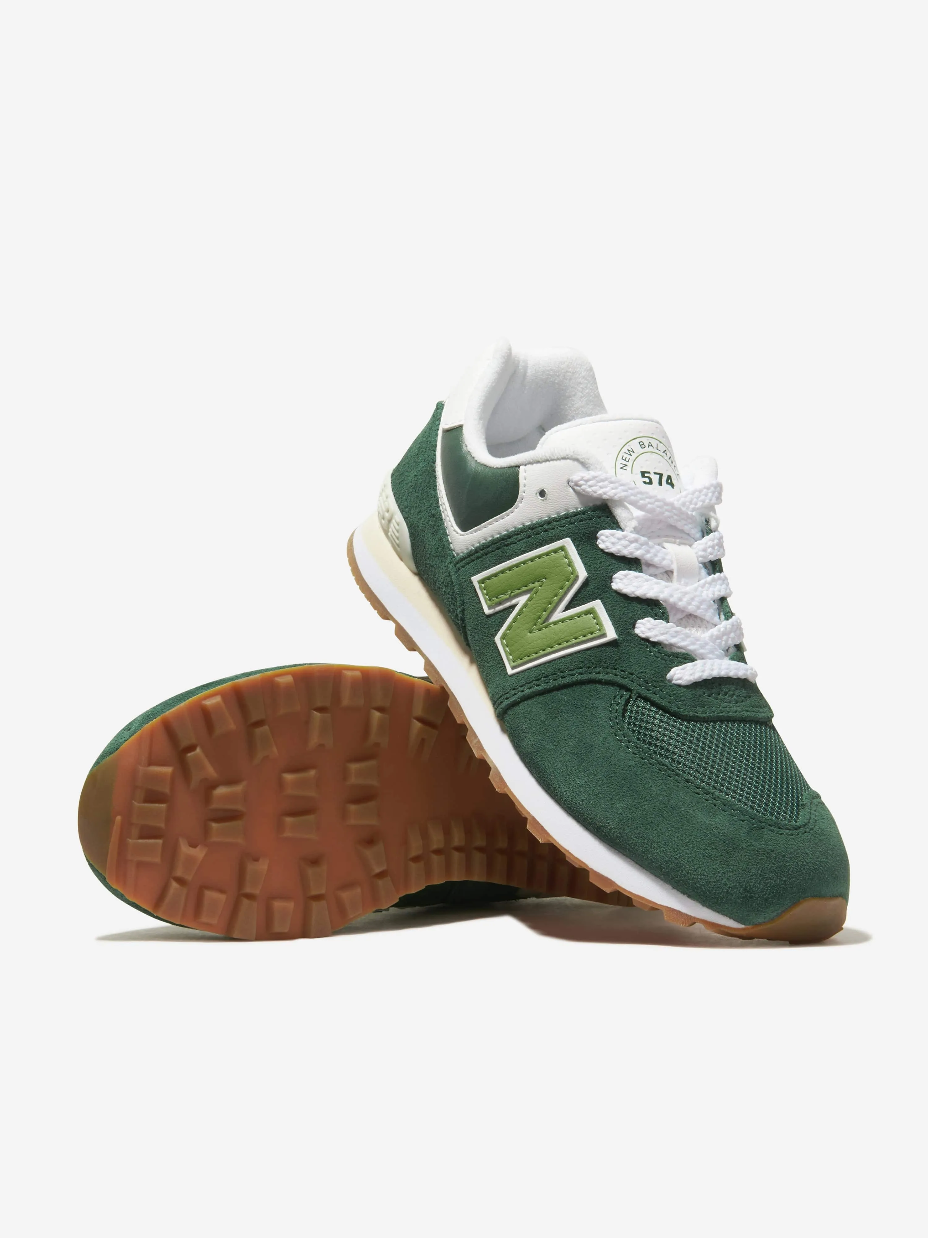 New Balance Enfants 574 Chaussures de Sport avec Logo en Vert