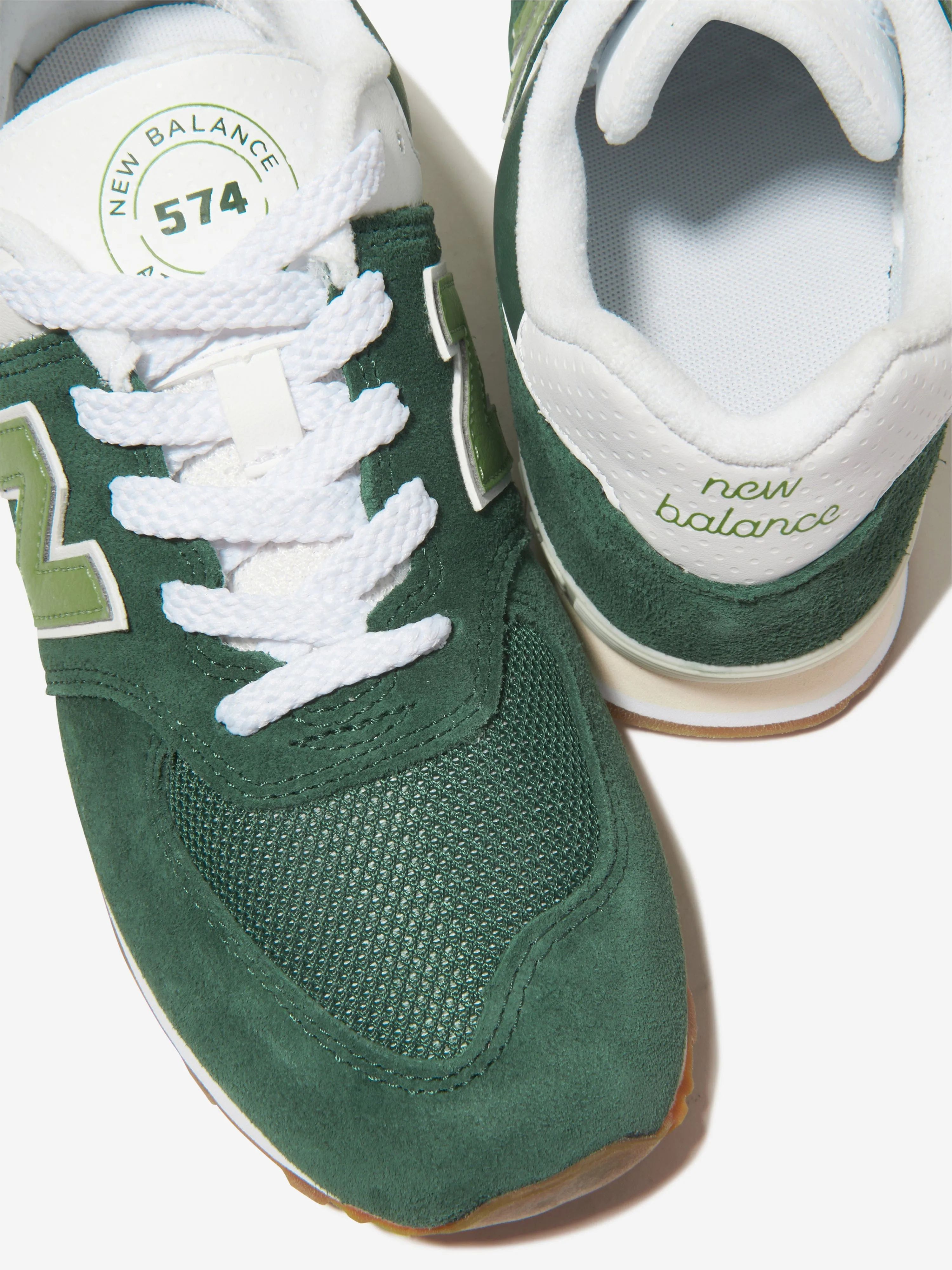 New Balance Enfants 574 Chaussures de Sport avec Logo en Vert