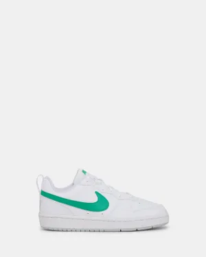 Chaussures Nike Kids Court Borough Low Recraft pour école primaire Blanc/Vert Stadium/Gris