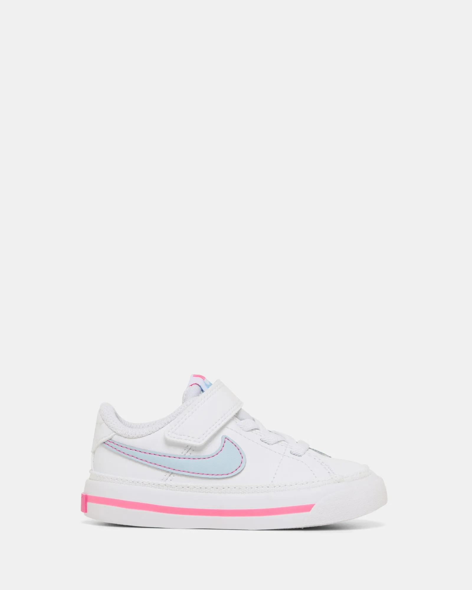 Chaussures Nike Kids Court Legacy pour bébé Blanc/Bleu Armée Clair/Rose Sorbet