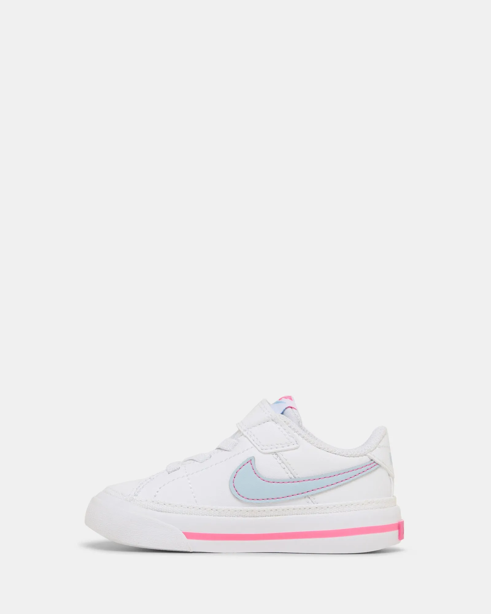 Chaussures Nike Kids Court Legacy pour bébé Blanc/Bleu Armée Clair/Rose Sorbet