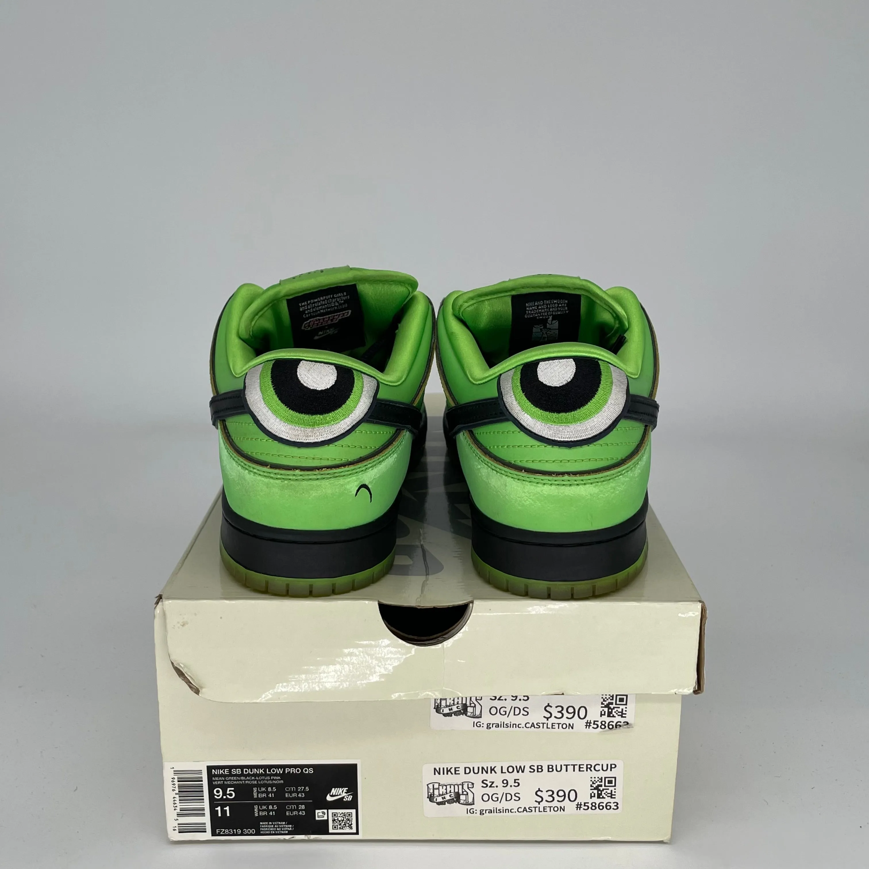 NIKE SB DUNK LOW POWERPUFF GIRLS BUTTERCUP TAILLE 9.5 FZ8319-300