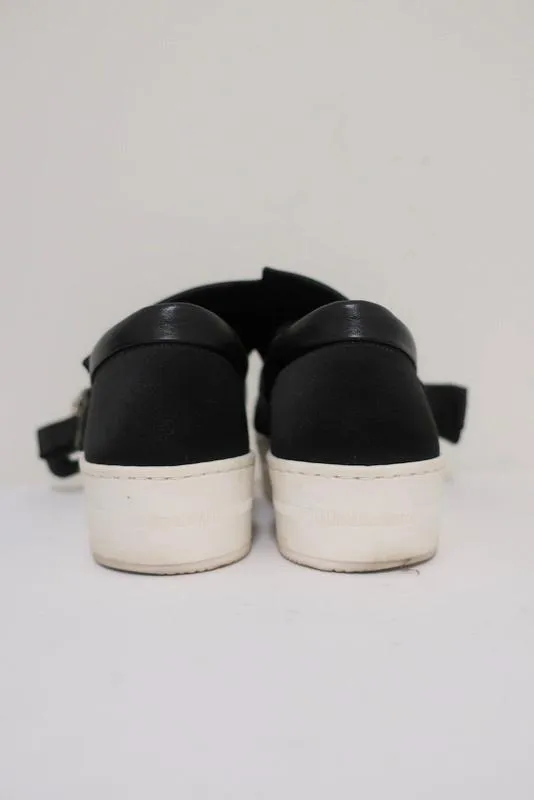 No. 21 Baskets à lacets en satin noir ornées de cristaux taille 36.5 à enfiler plateforme