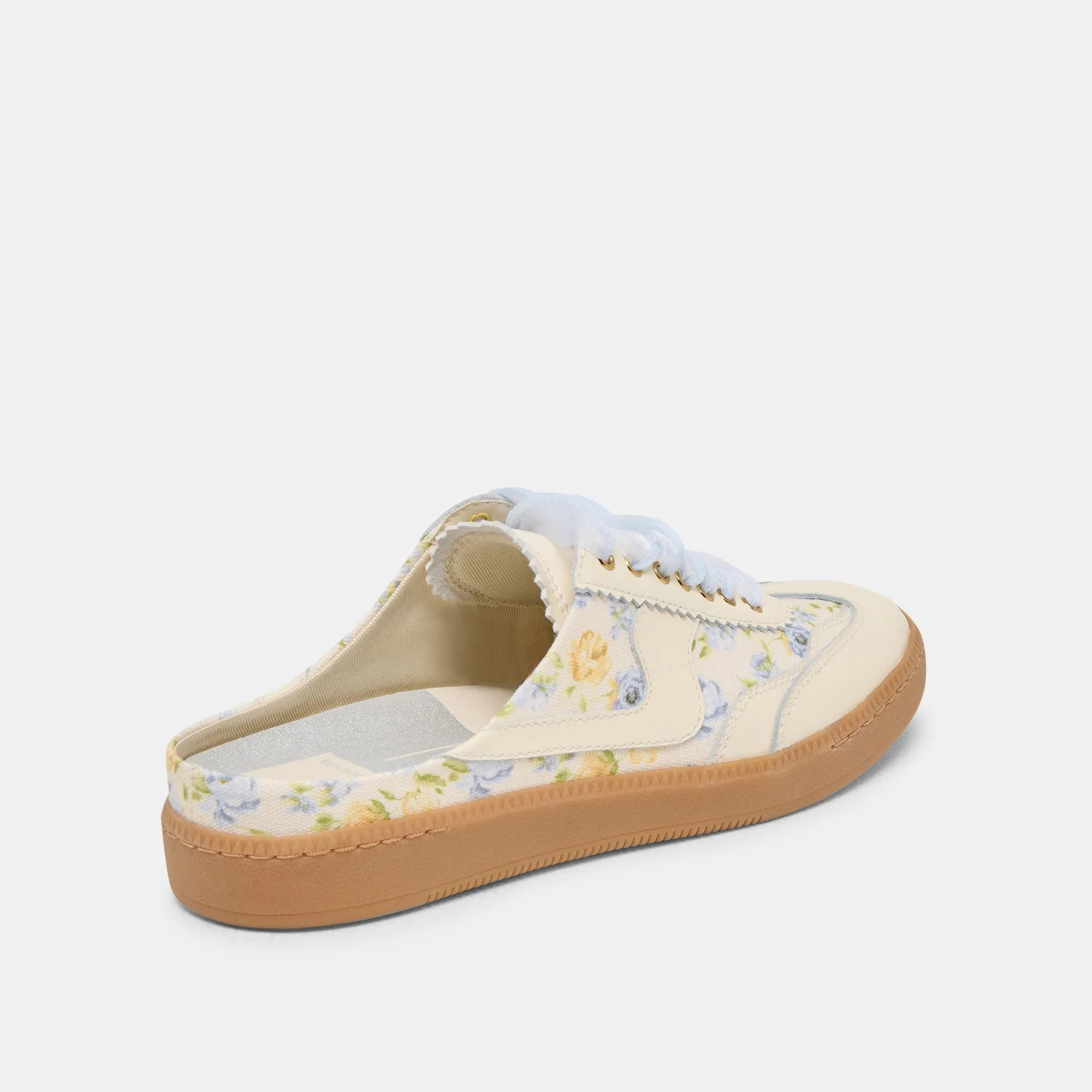 NOTICE SLIDE SNEAKERS CUIR FLEURI BLEU