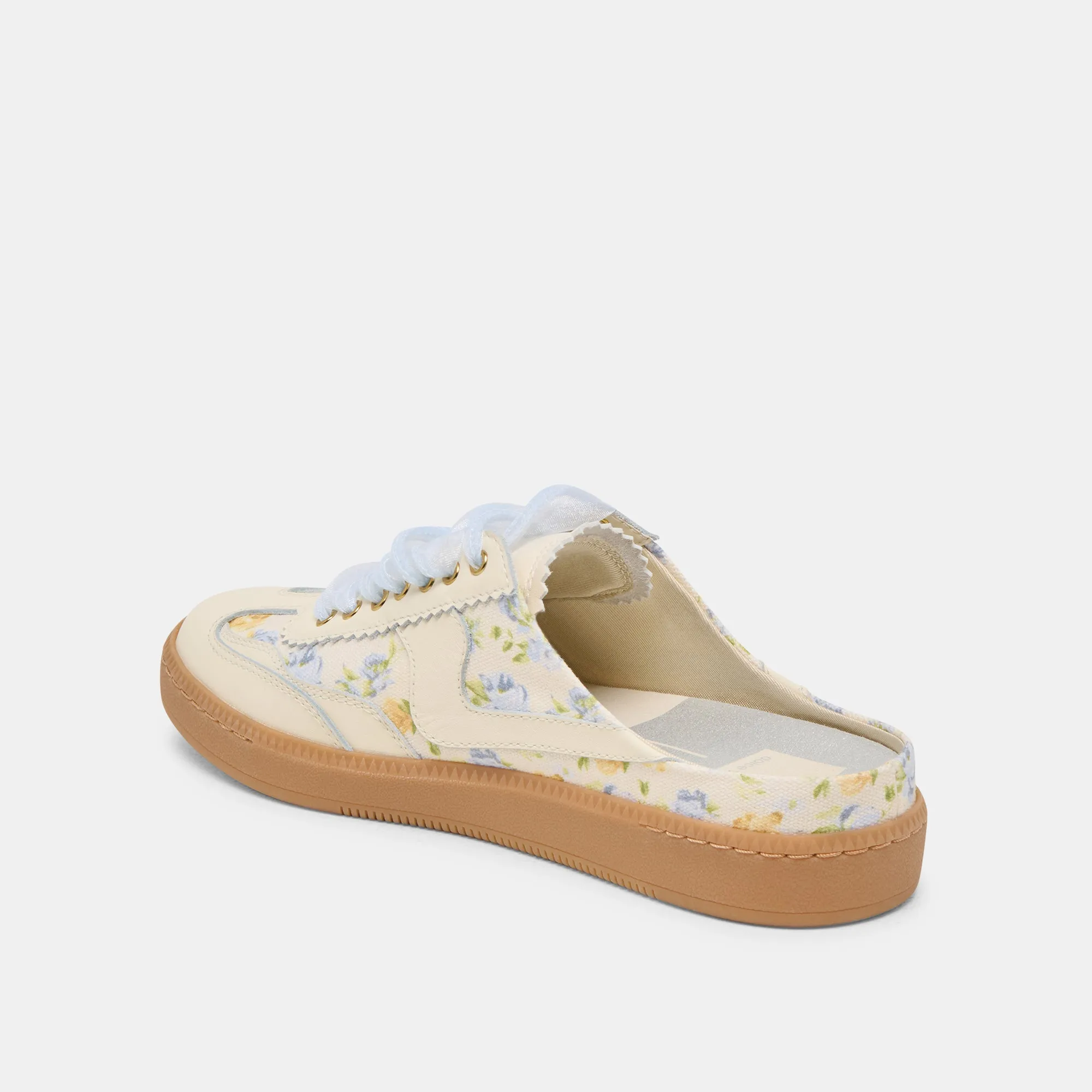 NOTICE SLIDE SNEAKERS CUIR FLEURI BLEU