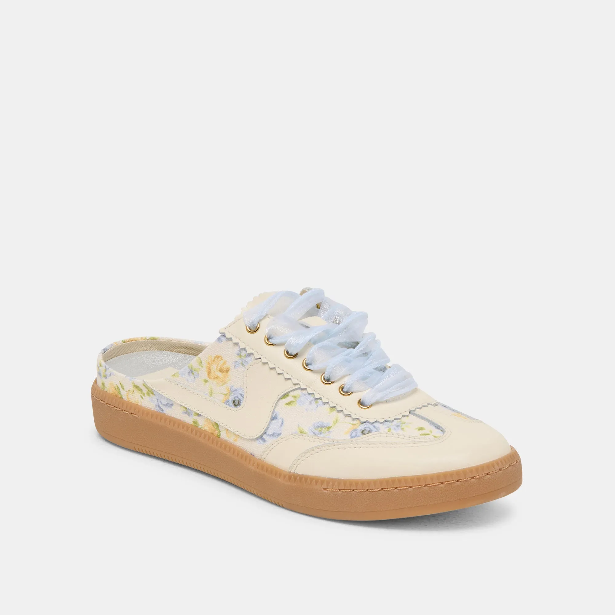 NOTICE SLIDE SNEAKERS CUIR FLEURI BLEU