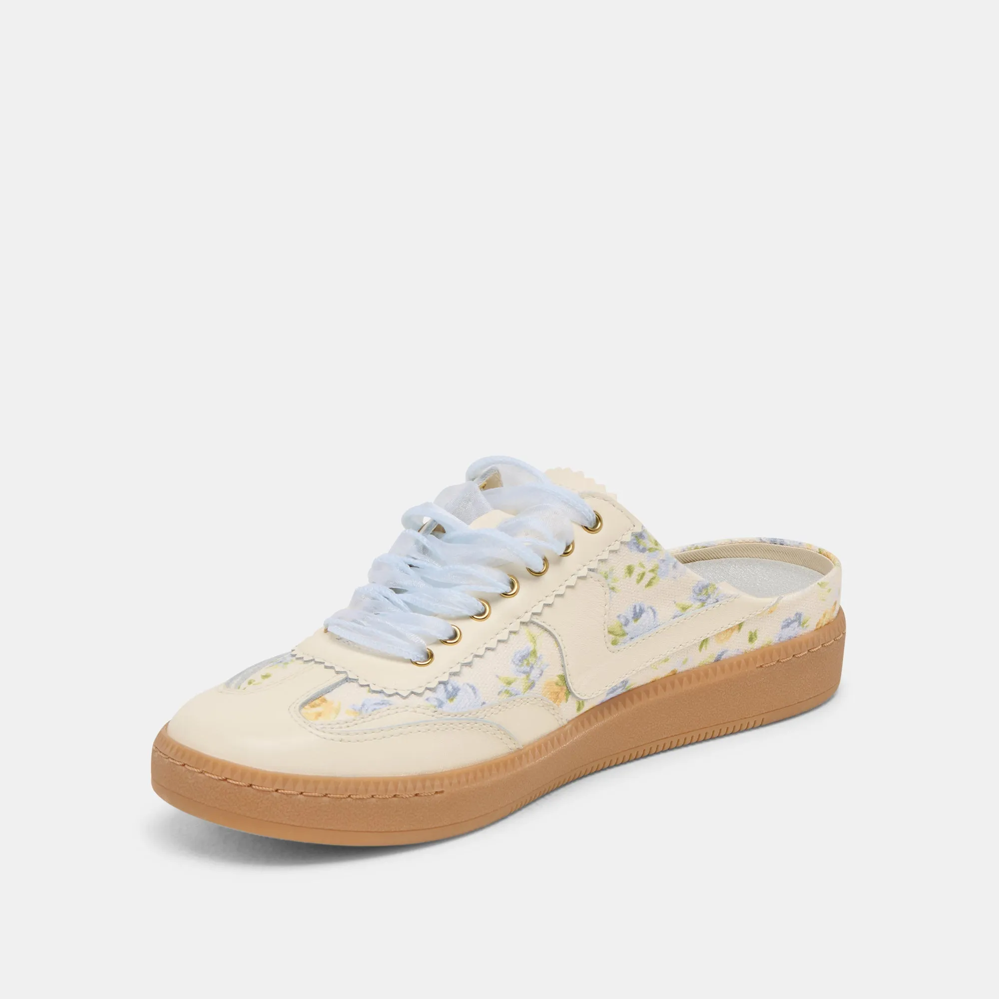 NOTICE SLIDE SNEAKERS CUIR FLEURI BLEU