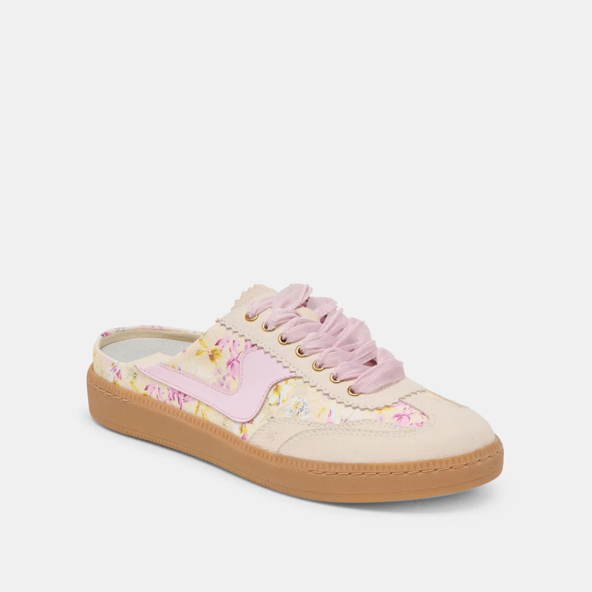 NOTICE SLIDE SNEAKERS CUIR FLORAL POURPRE
