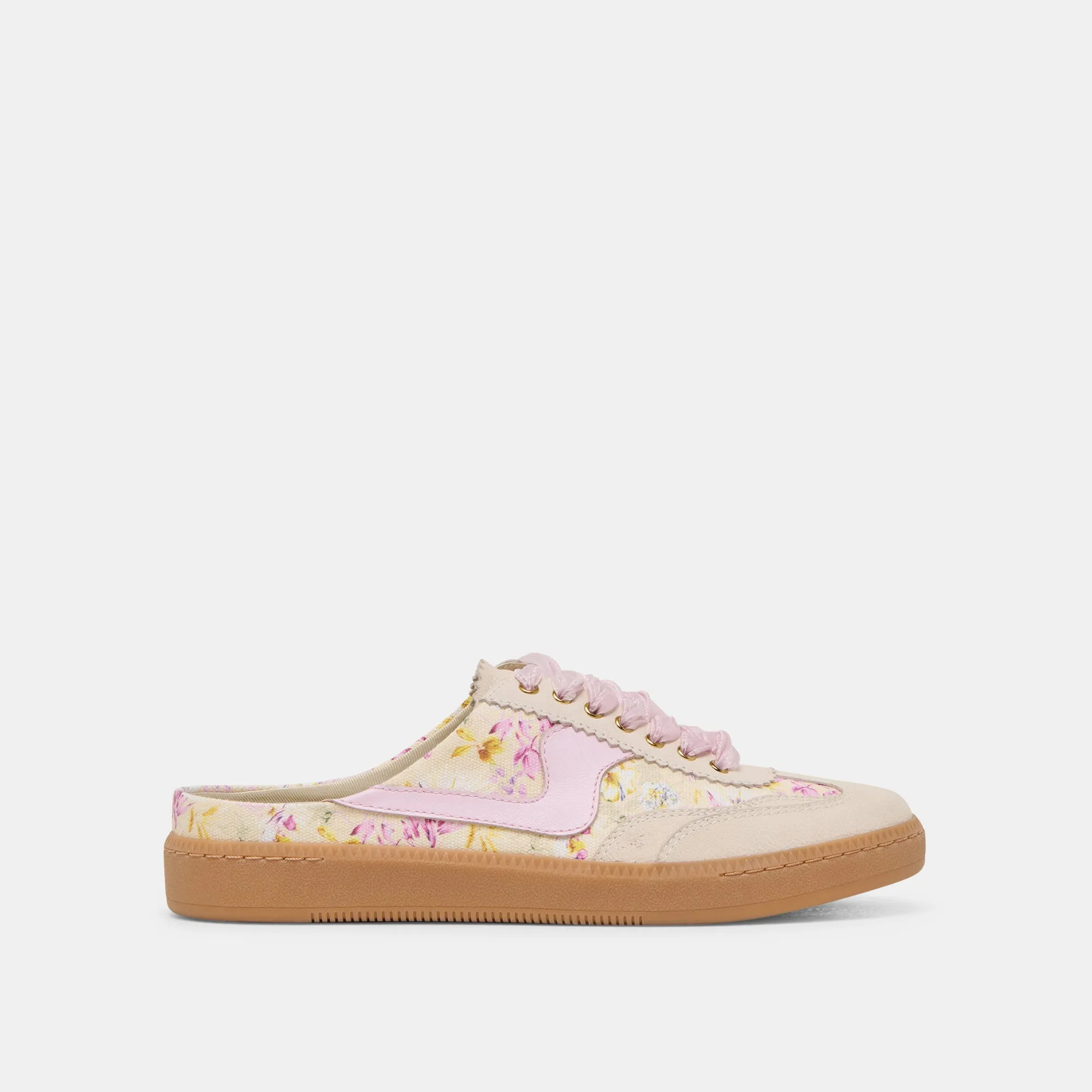 NOTICE SLIDE SNEAKERS CUIR FLORAL POURPRE