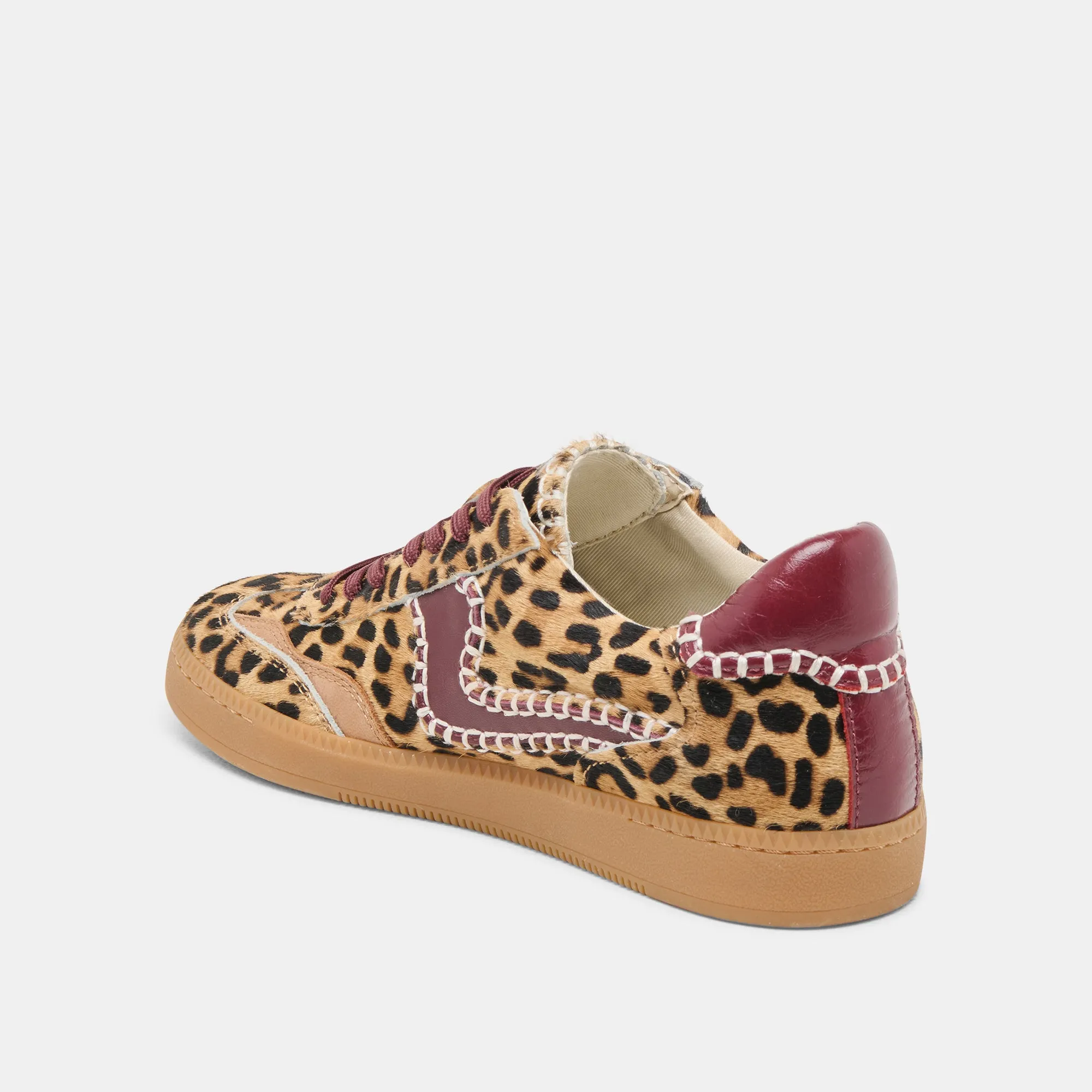 AVIS BASKET STITCH BORDEAUX POIL DE VEAU LÉOPARD