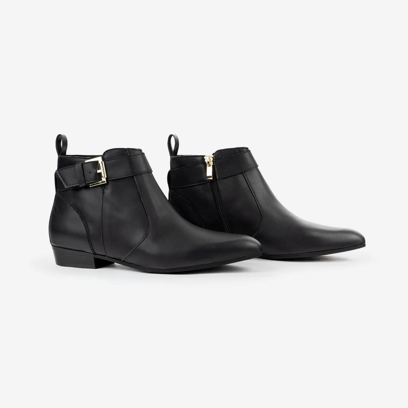 Bottes à boucle en similicuir végan pour femmes Olympe | Noir