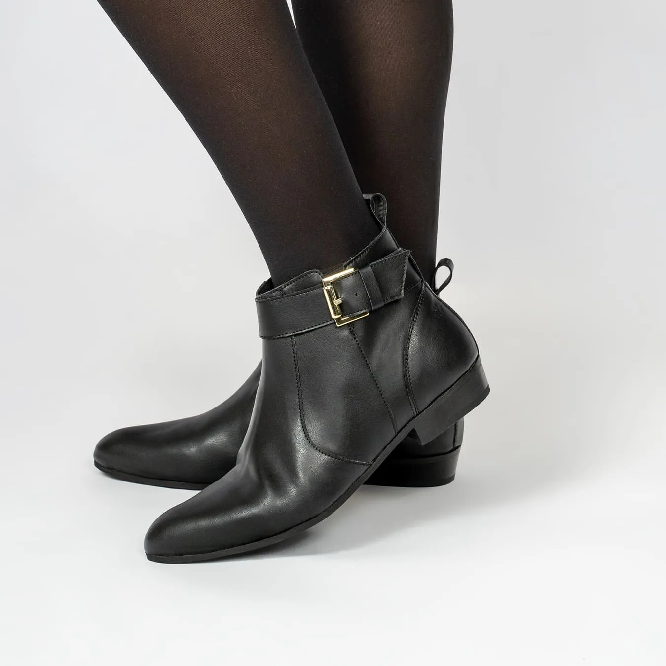 Bottes à boucle en similicuir végan pour femmes Olympe | Noir