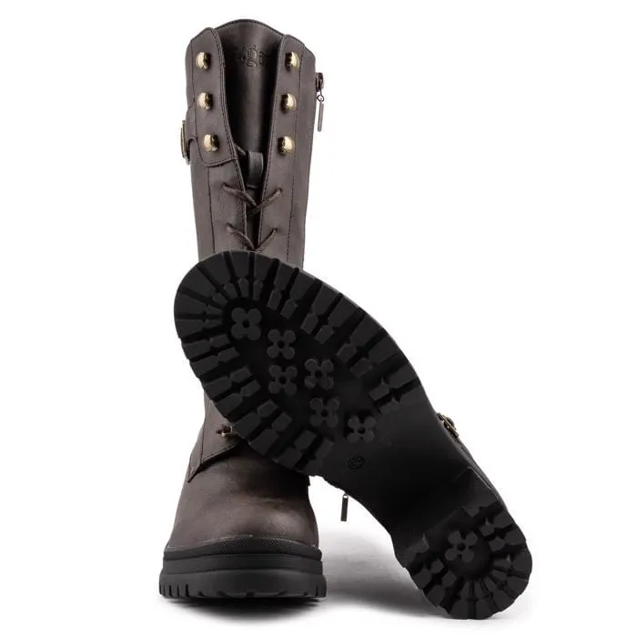 Bottes mi-mollet en simili cuir vegan pour femmes Oolong | Marron