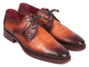 Paul Parkman Chaussures Paul Parkman Derby en veau gaufré crocodile avec couture Goodyear en marron