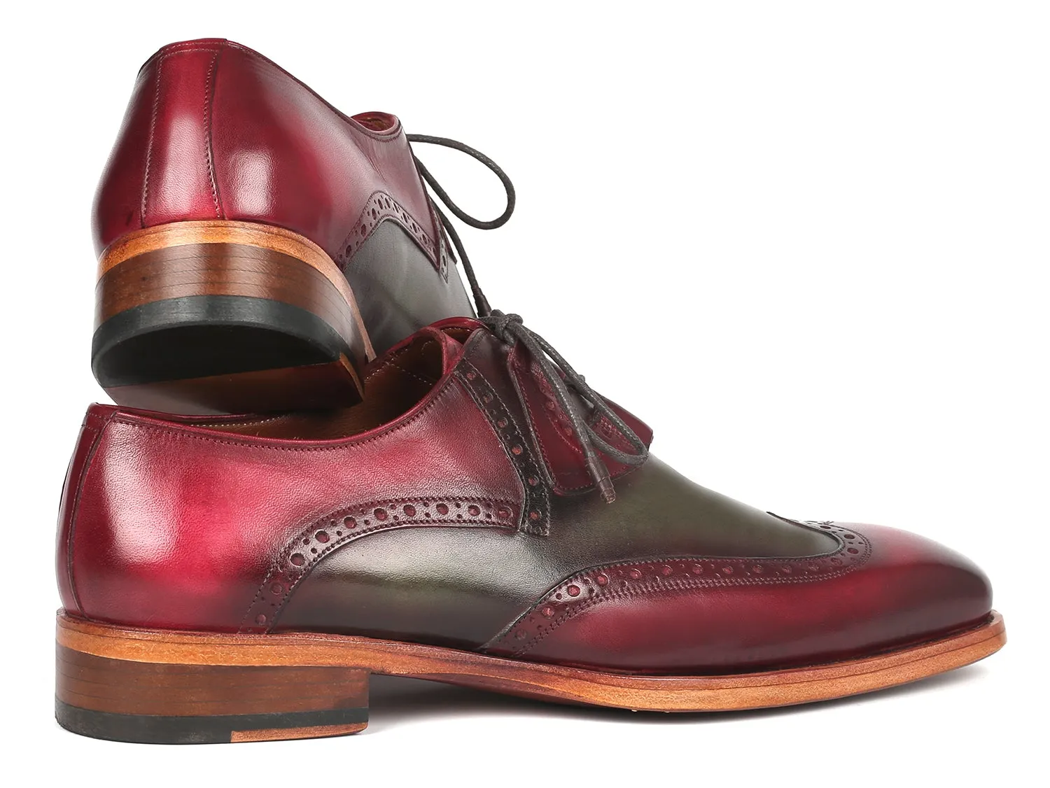Paul Parkman Chaussures Paul Parkman Goodyear Welted Brogues à laçage Ghillie en Vert & Bordeaux