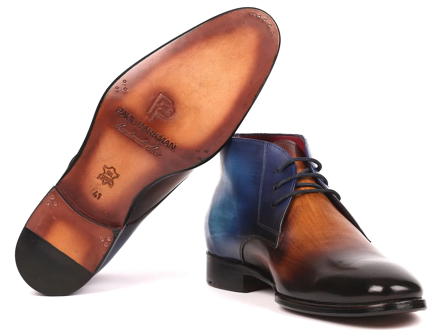 Paul Parkman Chaussures Bottes Chukka en Veau pour Hommes Paul Parkman en Marron et Bleu