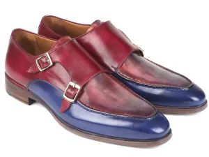 Paul Parkman Chaussures Paul Parkman Double Monkstraps pour Homme en Bleu & Bordeaux