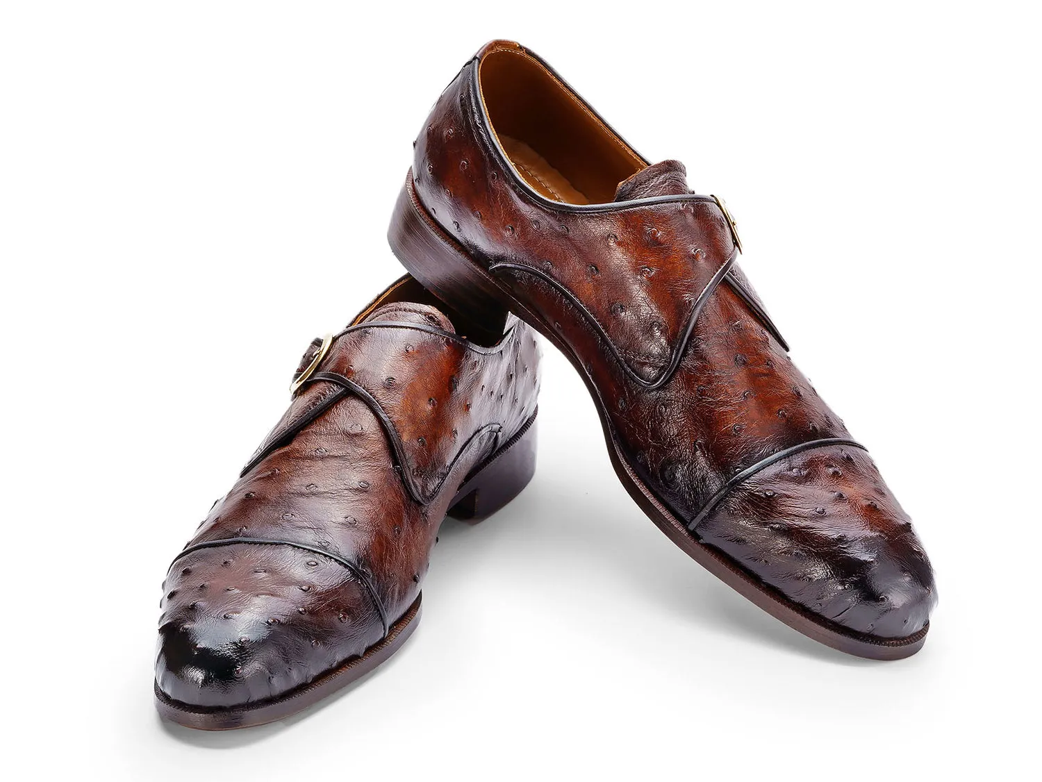 Paul Parkman Chaussures Paul Parkman Chaussures à bride homme en véritable peau d'autruche marron
