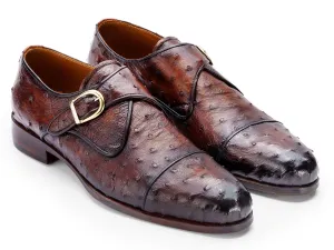Paul Parkman Chaussures Paul Parkman Chaussures à bride homme en véritable peau d'autruche marron