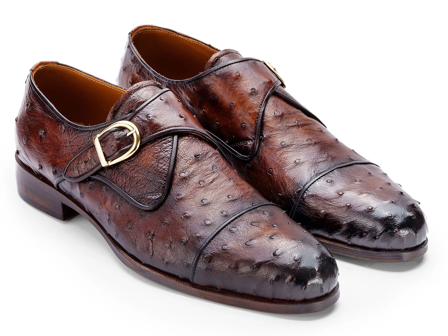 Paul Parkman Chaussures Paul Parkman Chaussures à bride homme en véritable peau d'autruche marron