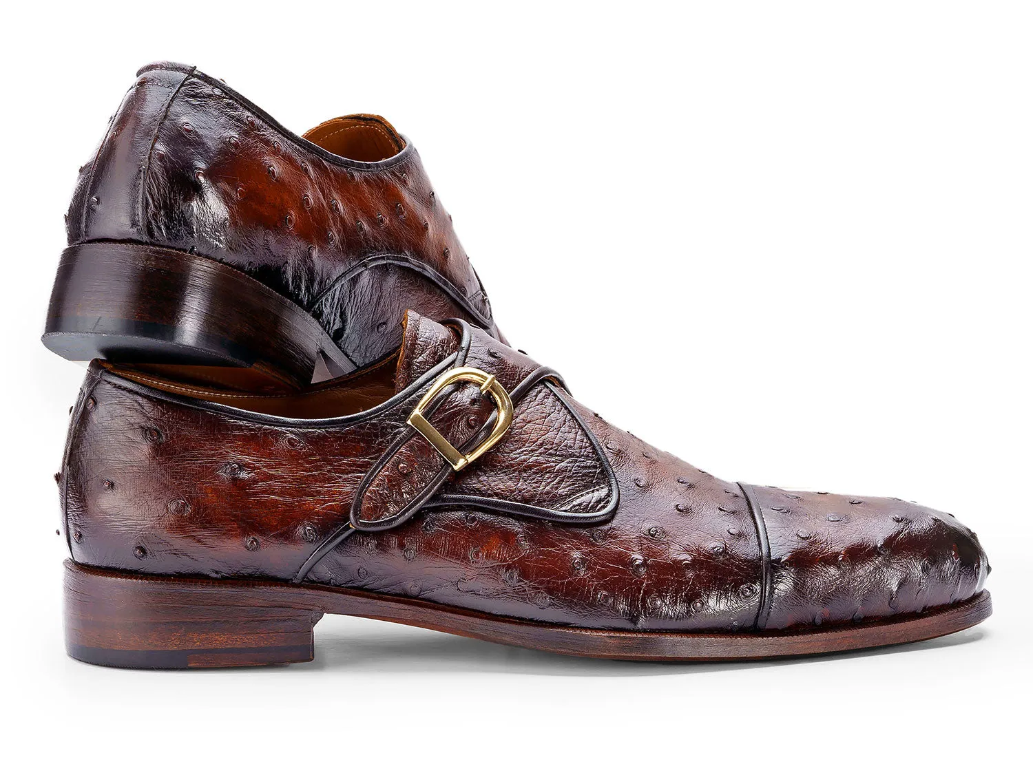 Paul Parkman Chaussures Paul Parkman Chaussures à bride homme en véritable peau d'autruche marron