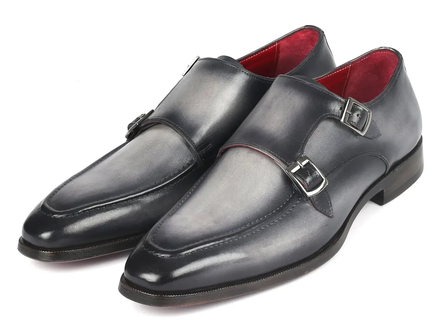 Paul Parkman Chaussures Paul Parkman Chaussures Homme à Double Boucle en Cuir Gris