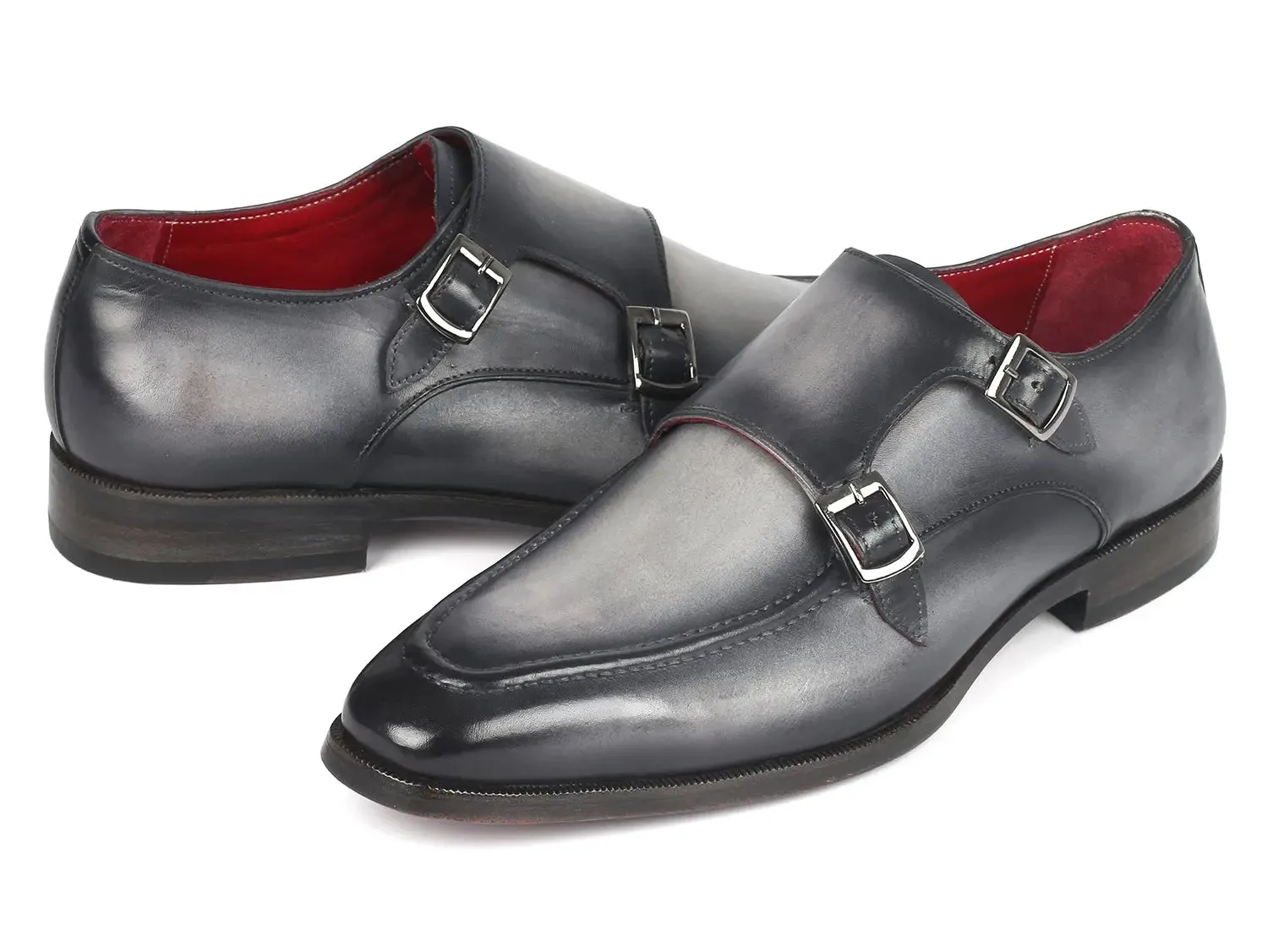 Paul Parkman Chaussures Paul Parkman Chaussures Homme à Double Boucle en Cuir Gris